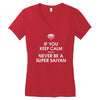 if you keep calm you'll never be a super saiyan Women's V-Neck T-Shirt