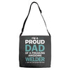 i'm a proud dad of freaking awesome welder Adjustable Strap Totes