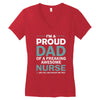 i'm a proud dad of freaking awesome nurse Women's V-Neck T-Shirt