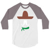 ladies sombrero  funny retro mexico mustache designer 3/4 Sleeve Shirt
