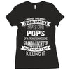 Super Cool Pops Of A Freaking Awesome Granddaughter Ladies Fitted T-Shirt