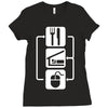v2 eat sleep computer mouse Ladies Fitted T-Shirt