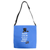keep calm, we're all mad here Adjustable Strap Totes