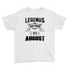 Legends Are Born In August Youth Tee
