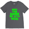 gym gains fitness slogan V-Neck Tee