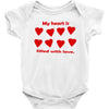 my heart is filled with love Baby Bodysuit
