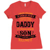 Super Cool Daddy Of A Freaking Awesome Son Ladies Fitted T-Shirt