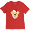golden retriever dog with red santa's hat V-Neck Tee