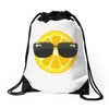 Lemon with Glasses Drawstring Bags