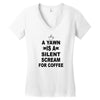 a yawn is a silent scream for coffeee Women's V-Neck T-Shirt
