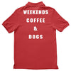 weekends coffe and dogs white back Polo Shirt