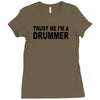 trust me i'm a drummer drum sticks music musician band rock cool geek Ladies Fitted T-Shirt