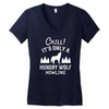 chill hungry wolf Women's V-Neck T-Shirt