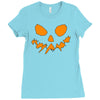 scary pumpkin face halloween Ladies Fitted T-Shirt