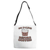 no talkie before coffee! Adjustable Strap Totes