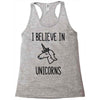 i believe in unicorns Racerback Tank