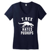 t rex hates pushups Women's V-Neck T-Shirt