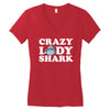 crazy lady shark Women's V-Neck T-Shirt
