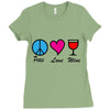 peace love wine Ladies Fitted T-Shirt