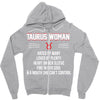 Taurus Woman Zipper Hoodie