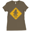big foot xing big foot crossing sasquatch Ladies Fitted T-Shirt
