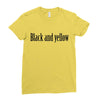 black and yellow Ladies Fitted T-Shirt