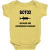 botox expression Baby Bodysuit
