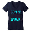 coffee books and rain Women's V-Neck T-Shirt