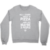 care about pizza and 3 people girls Crewneck Sweatshirt
