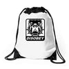 bull dog disobey Drawstring Bags