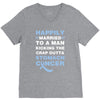 happily married to a man kicking the crap outta stomach cancer V-Neck Tee