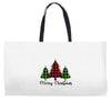 lumberjack tree merry christmas Weekender Totes