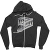 some game involving falling blocks in the style of m.c. escher Zipper Hoodie