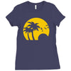 beach silhouette birds sand sunset Ladies Fitted T-Shirt