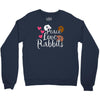 peace love rabbits Crewneck Sweatshirt