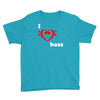 i love heart bass guitar music Youth Tee