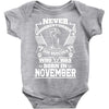 Never Underestimate Dog Rescuer Who Was Born November Baby Onesie