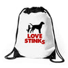 love stinks Drawstring Bags