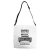 driver picks the music passenger shuts his cakehole Adjustable Strap Totes