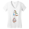 Cute Unicorn and Happy Cupcake Women's V-Neck T-Shirt