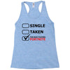 too busy playing fortnite (black) Racerback Tank