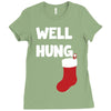 well hung endowed christmas stocking funny Ladies Fitted T-Shirt