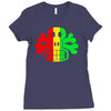 rasta skull and crossbones reggae dub club rave Ladies Fitted T-Shirt