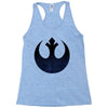 rebel logo with space pattern Racerback Tank