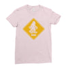 big foot xing big foot crossing sasquatch Ladies Fitted T-Shirt