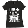TIME TO FLY TO LONDON PARIS NEW YORK Ladies Fitted T-Shirt