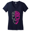 two coloured patterned skull   mens funny Women's V-Neck T-Shirt
