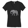 elephant filled pattern cool Women's V-Neck T-Shirt