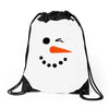 snowman face Drawstring Bags