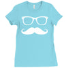 mustache glasses nerd Ladies Fitted T-Shirt